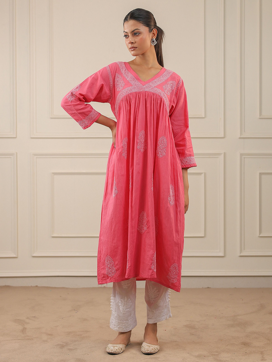 Janaki Apparels Women Ethnic Motifs Printed Festive Cotton A-Line Kurta