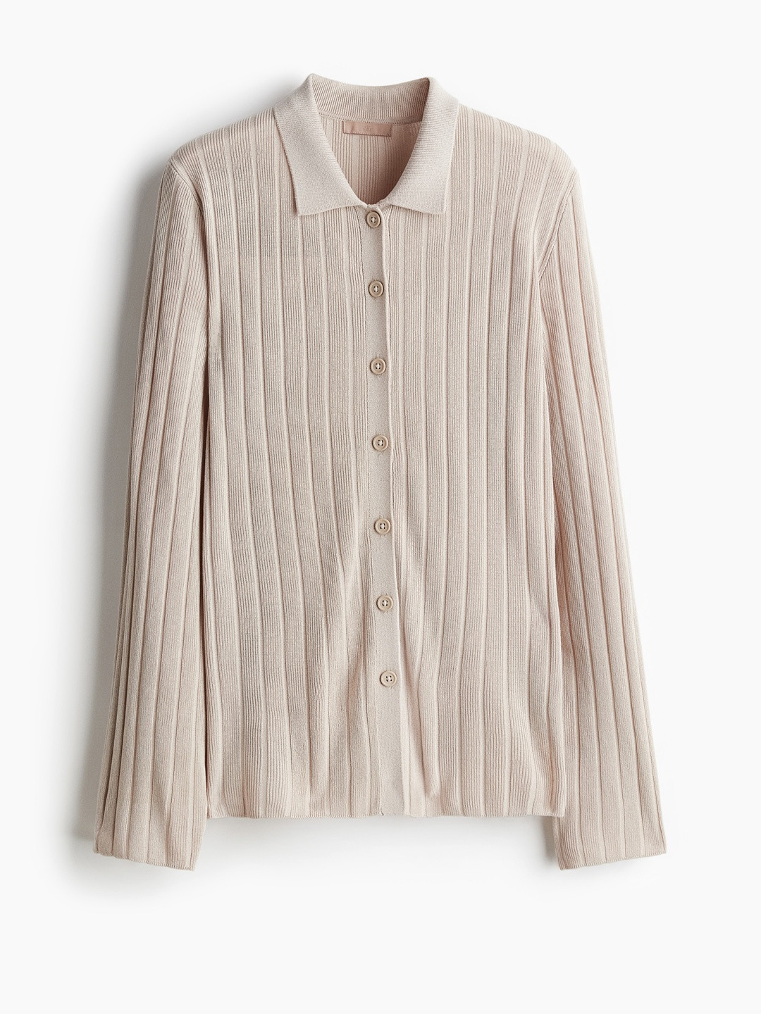 H&M Women Rib-Knit Button-Front Shirt