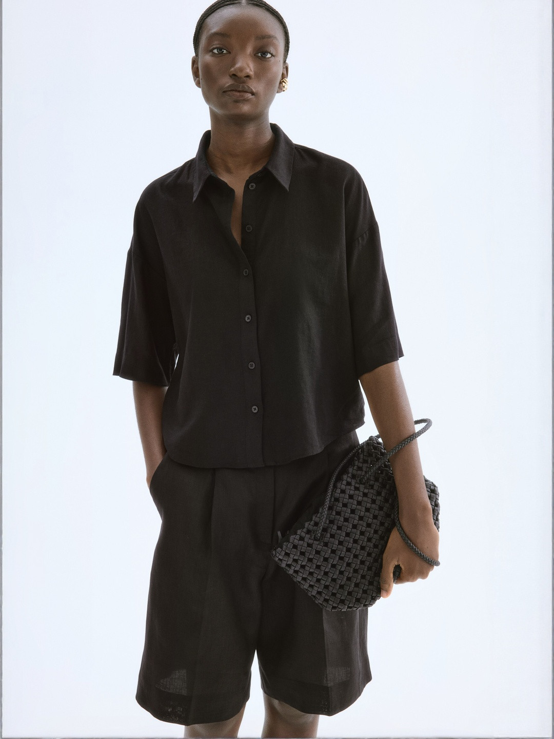 H&M Linen-Blend Oversized Shirt