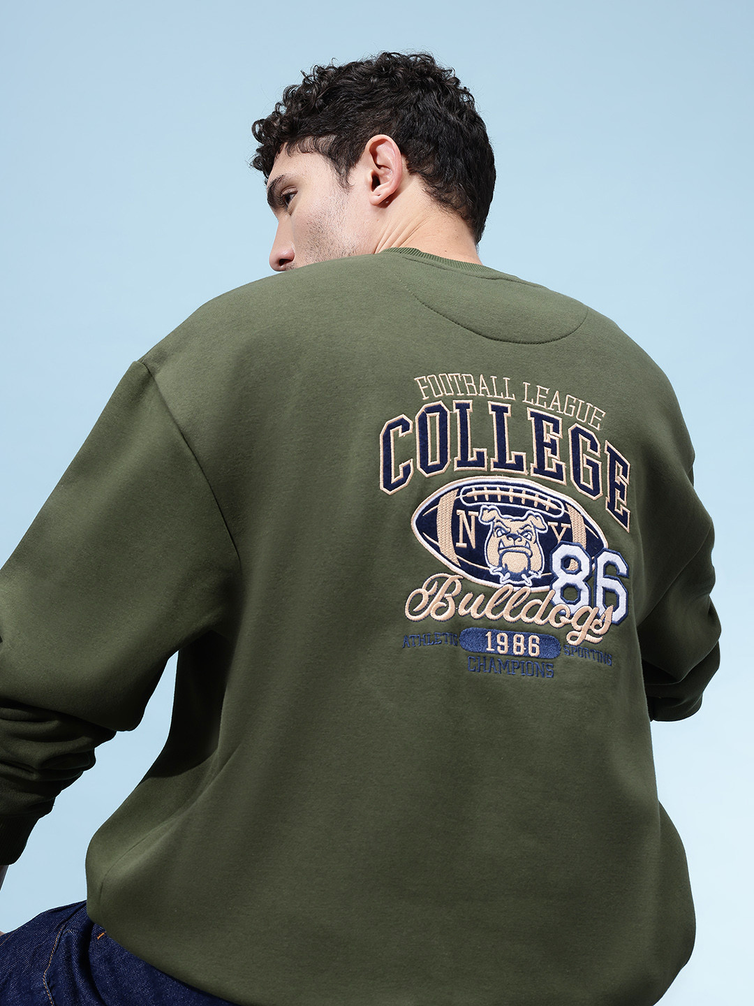 glitchez Embroidered Back Fleece Relaxed Sweatshirt