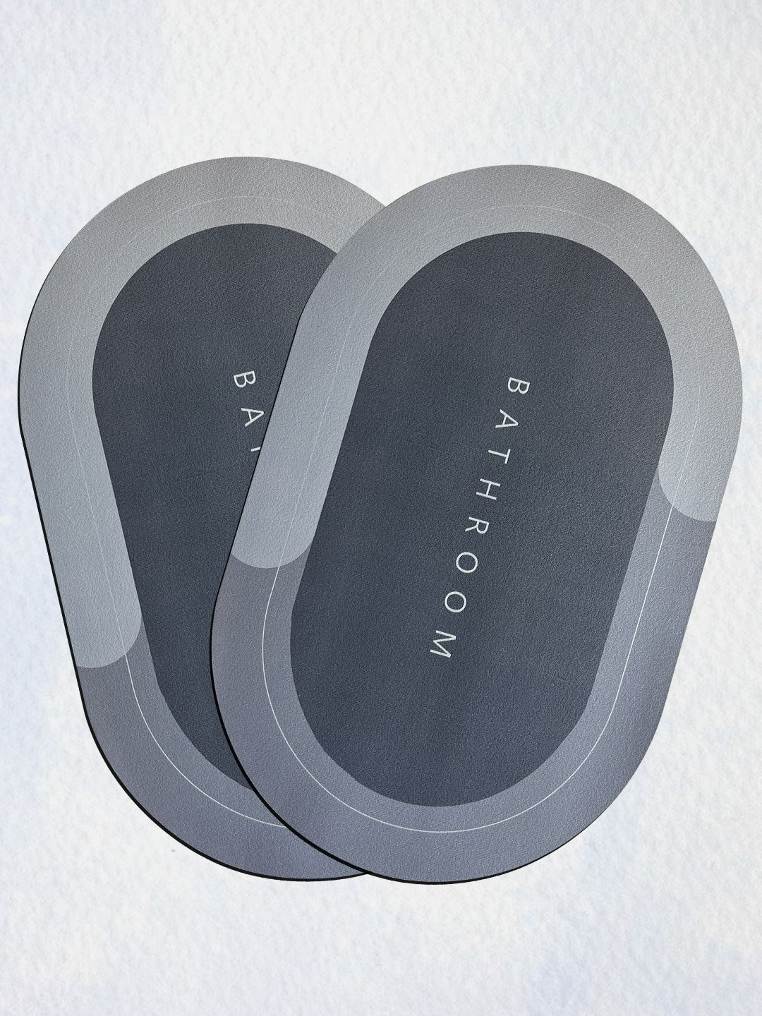 SITTELLA Pack of 2 Grey Anti-Skid Oval Bathroom Rubber Mat