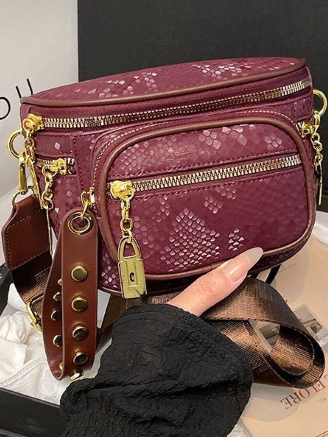 CORSICA Red Solid Polyester Small Casual Shoulder Bag