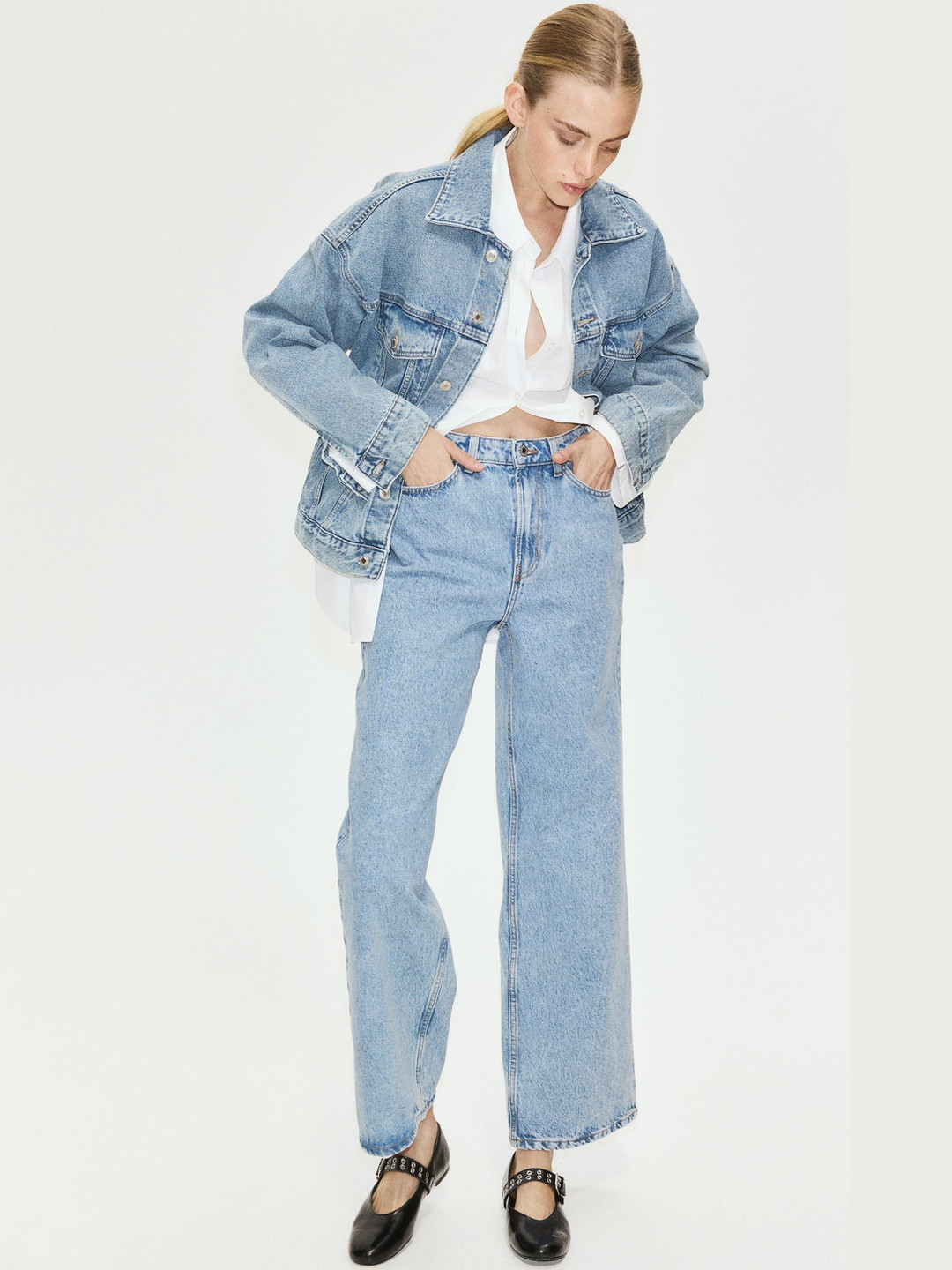 H&M Curvy Fit Wide Ultra High Jeans