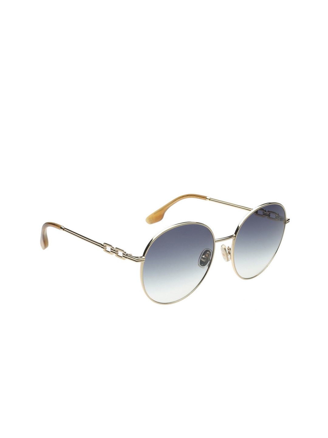 Victoria Beckham Women Blue Lens & Gold-Toned Round Sunglasses with UV Protected-VB231