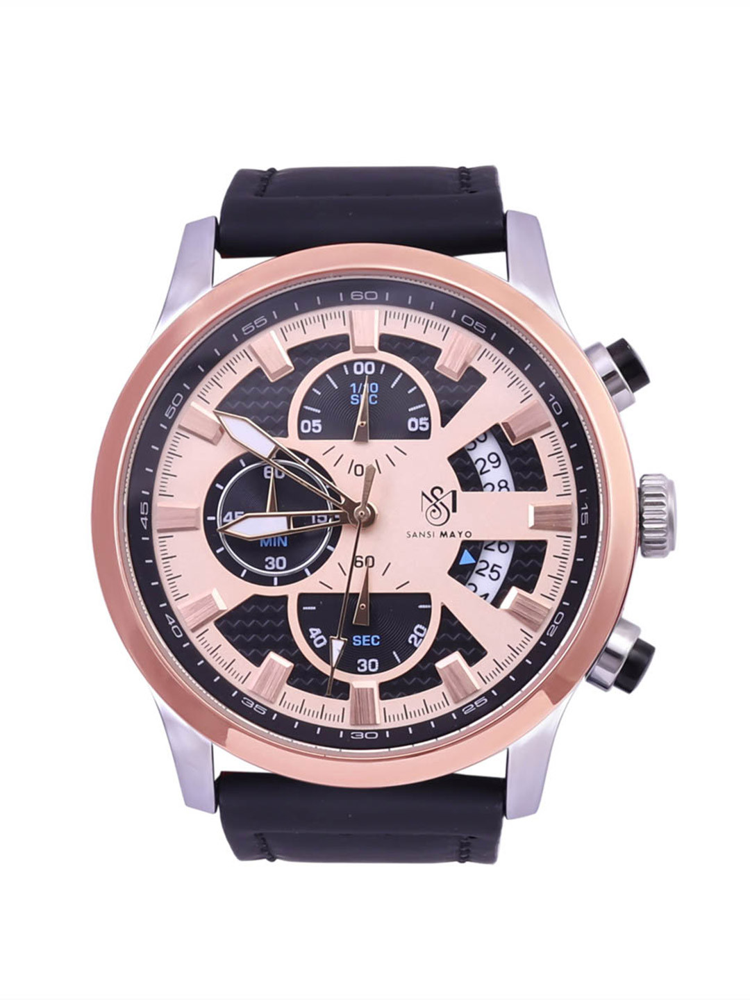 SANSIMAYO Men Printed Round Dial & Leather Straps Analogue Watch SM-M-14-B-S-RGB