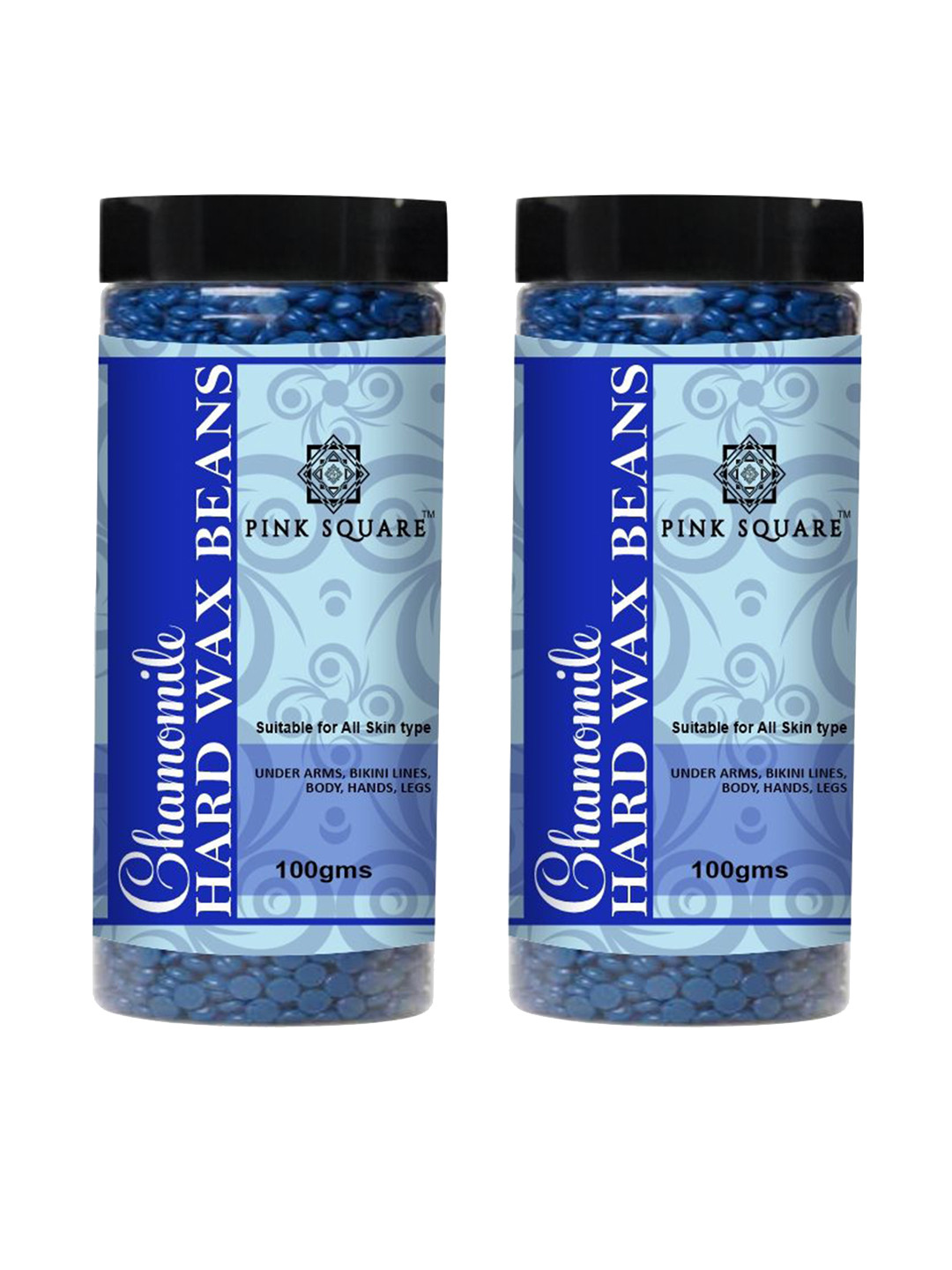 Pink Square Set Of 2 Chamomile Brazilian Hard Wax Beans For Body Hair Removal -100 g Each