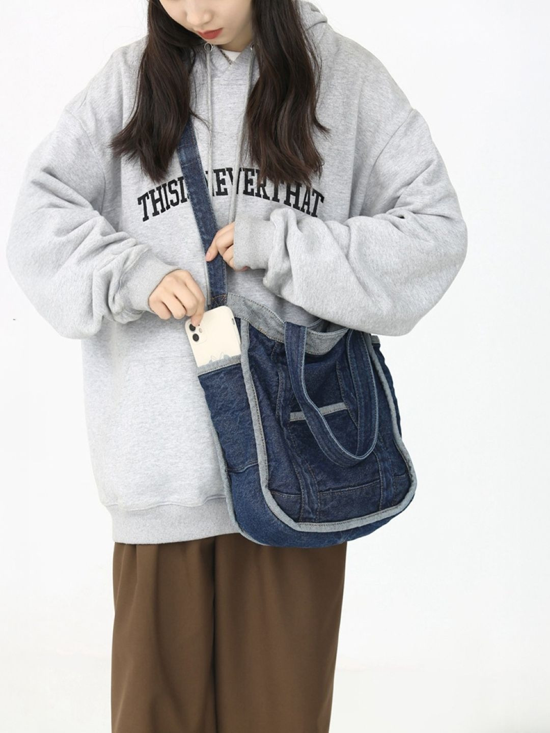 CORSICA Women Dark Blue Solid Cherry Red Polyester Regular Casual Tote Bag