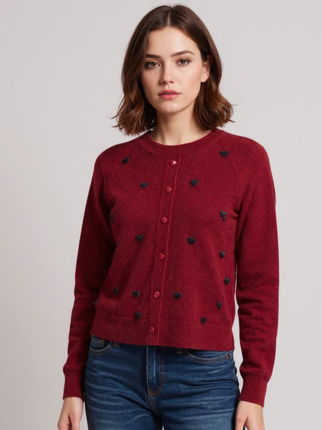 bebe Women Embroidered Applique Long Sleeve Sweaters