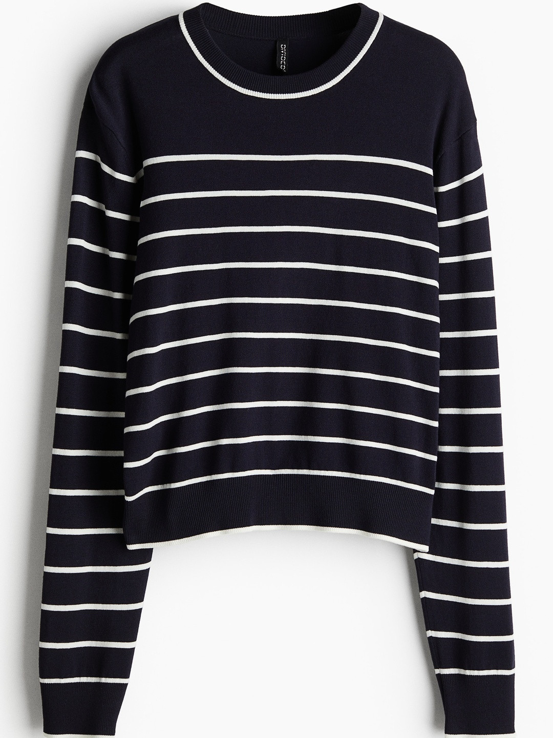 H&M Striped Short Fine-Knit Jumper