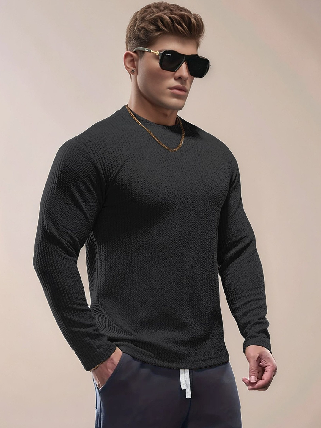 SZN Long Sleeve Round Neck Muscle Fit T-shirt