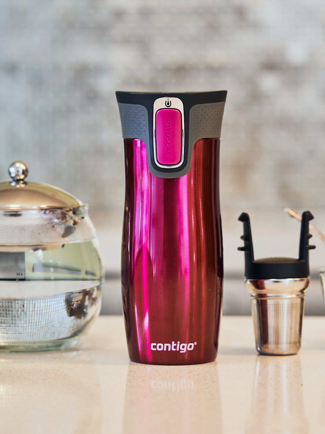 Contigo Magenta Solid Stainless Steel BPA Free Coffee Mug - 470ml
