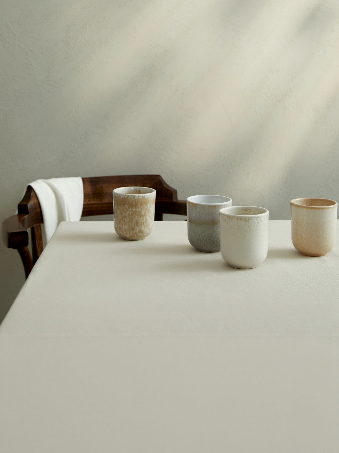 H&M Beige Stoneware Handmade 4 Piece Mugs-350ml