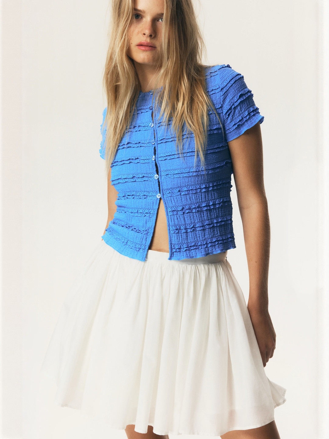 H&M Frill Trimmed Button Front Top