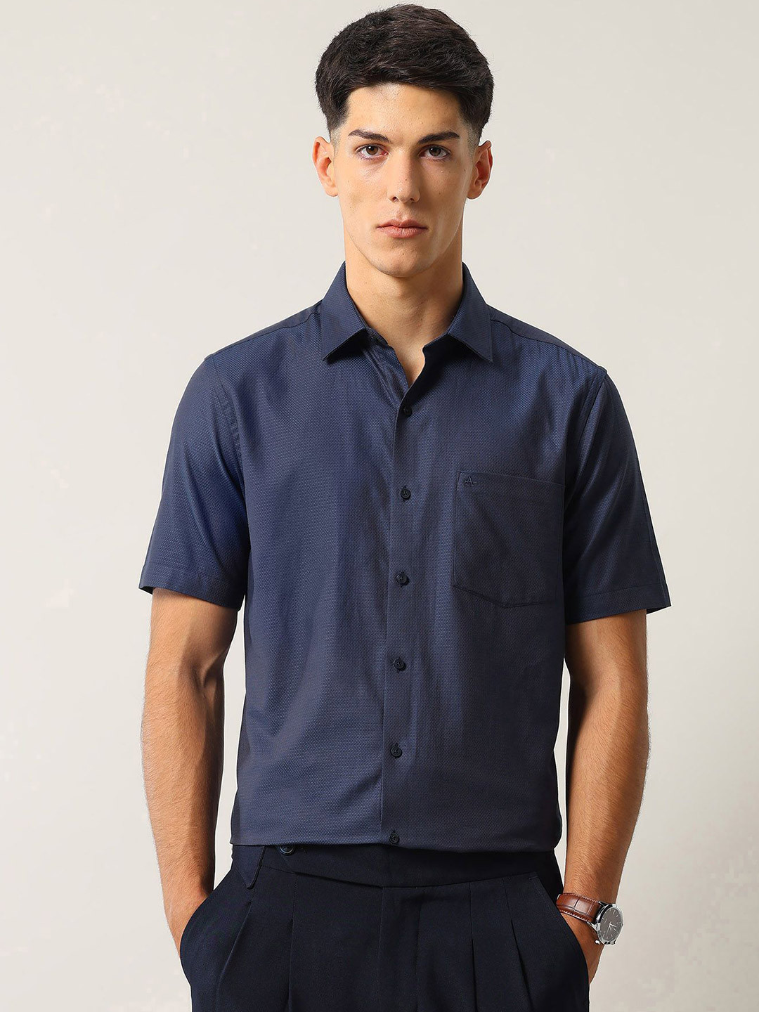 Arrow Men Textured Spread Collar Pure Cotton Casual Shirt