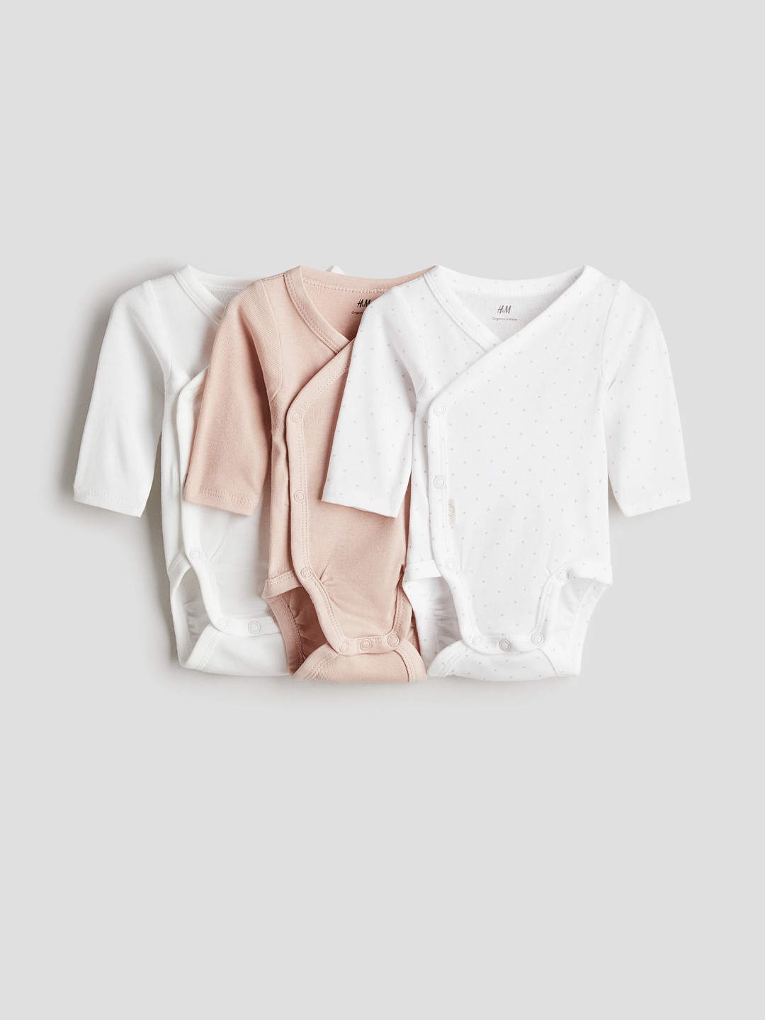 H&M Infant Boys Pure Cotton 3-Pack Long-Sleeved Bodysuits