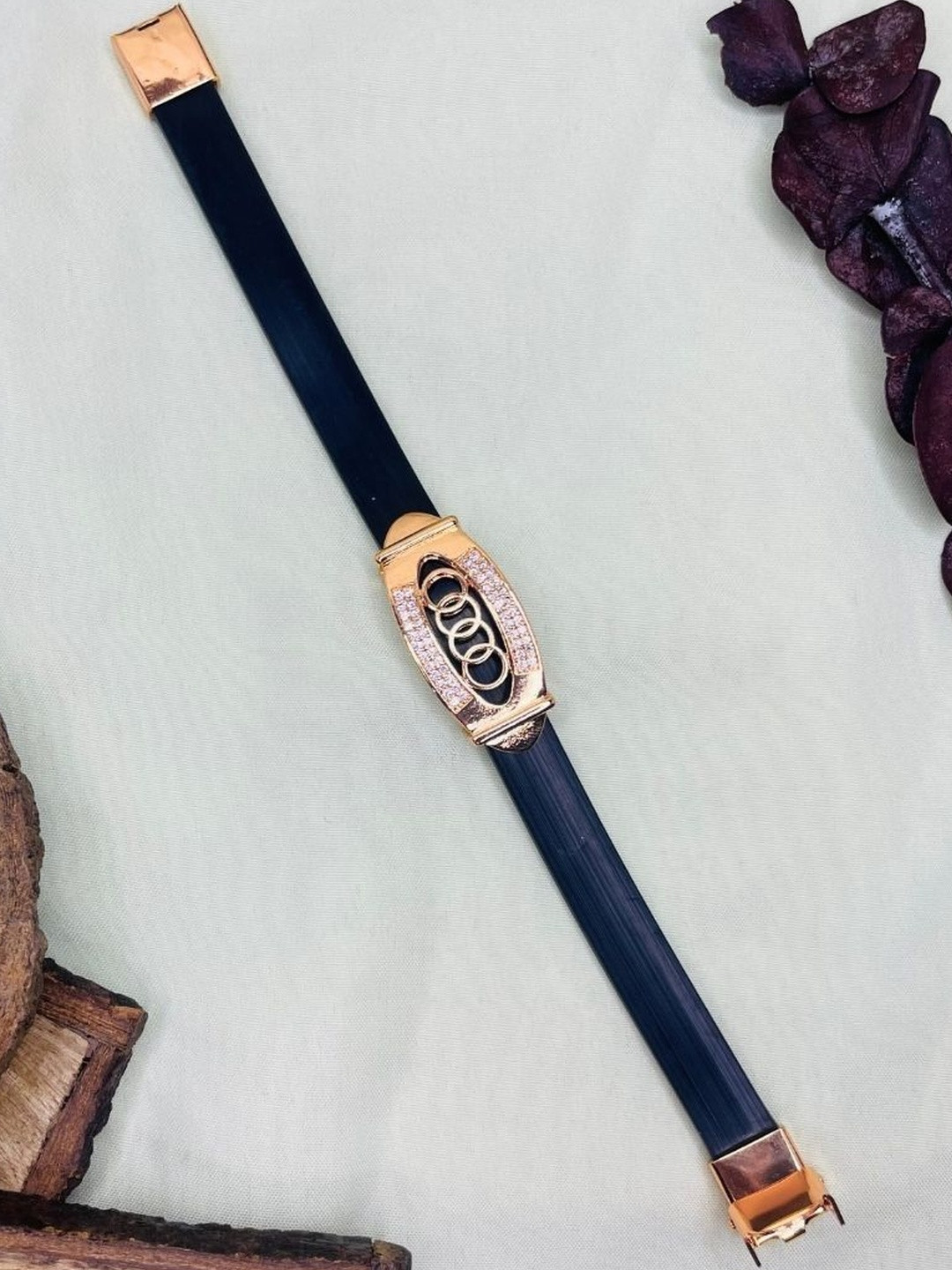 RKB Sales Men Rose Gold-Plated American Diamond Multistrand Handcrafted Ethnic Bracelet