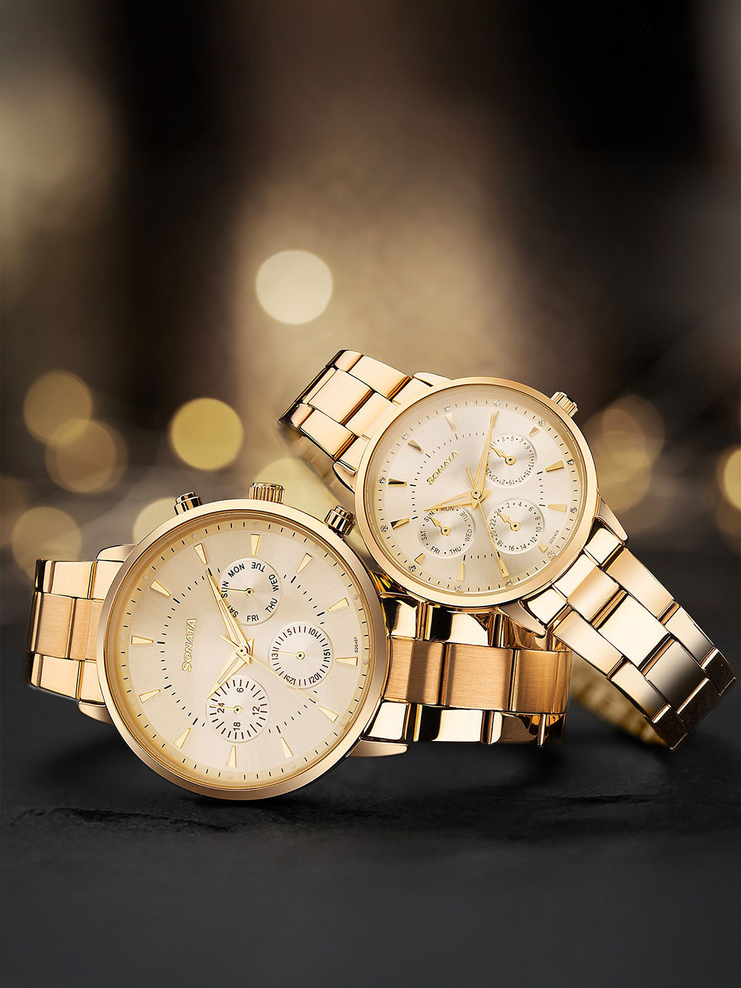 Sonata Perfect Pairs Unisex Set of 2 Quartz Analogue Watch 7718587093YM01