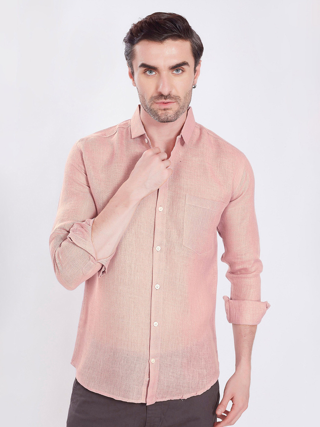 THE BEETEL HOUSE Slim Fit Casual Linen Shirt