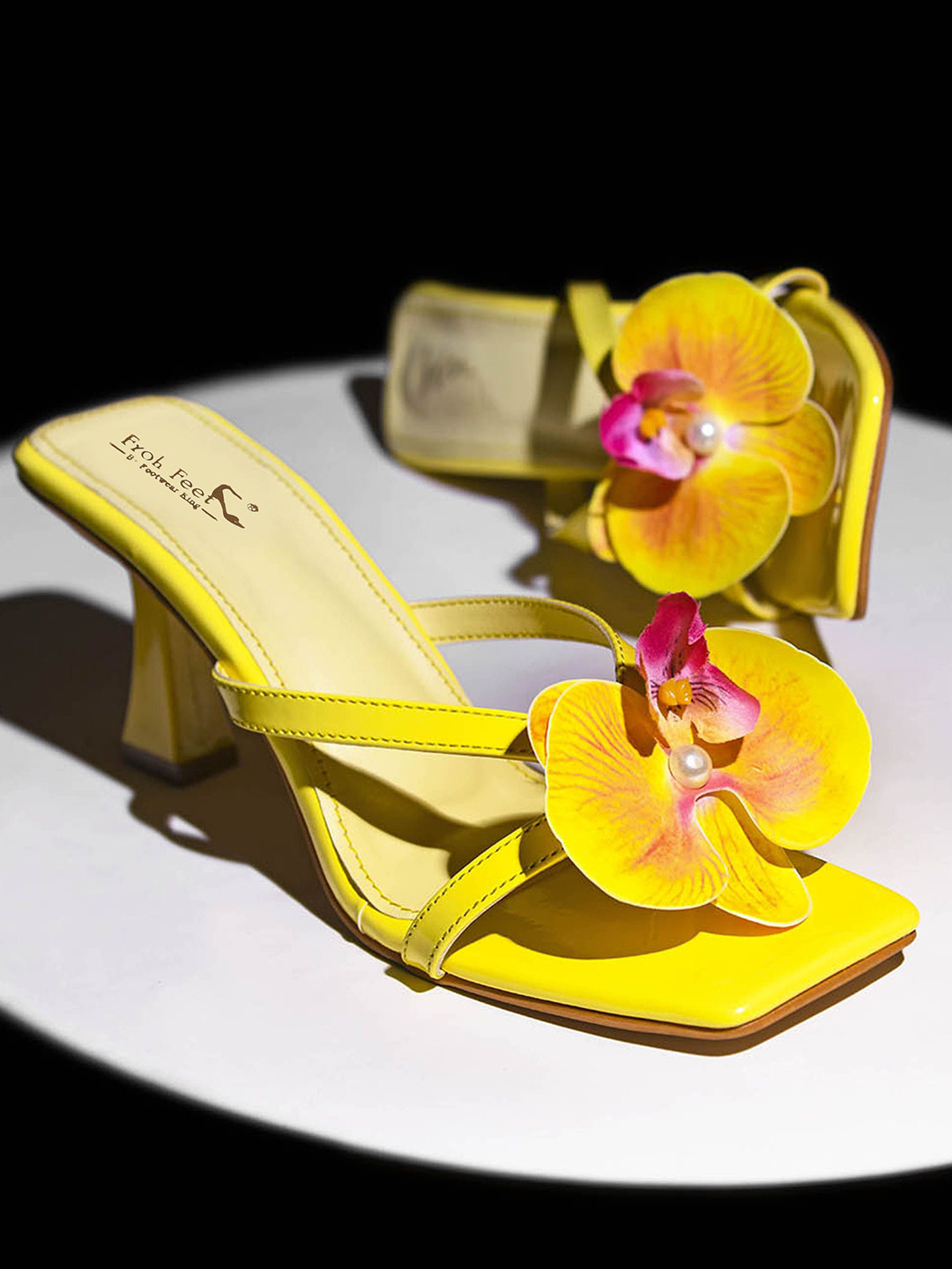 Froh Feet Women Embellished Floral Kitten Sandals Heels