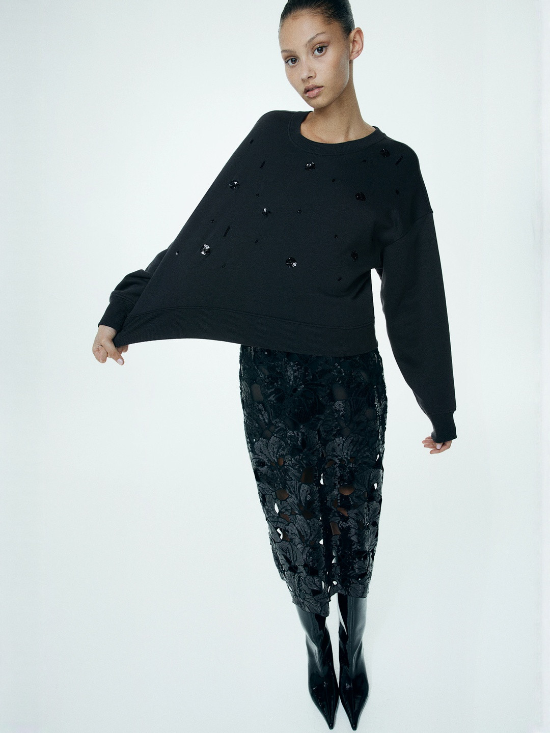 H&M Women Oversized Embellished Sweatshirts