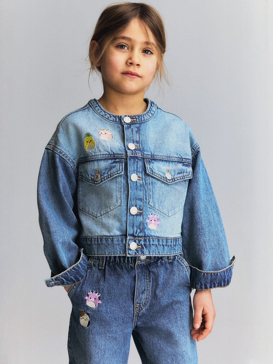 H&M Embroidered-Motif Denim Jacket