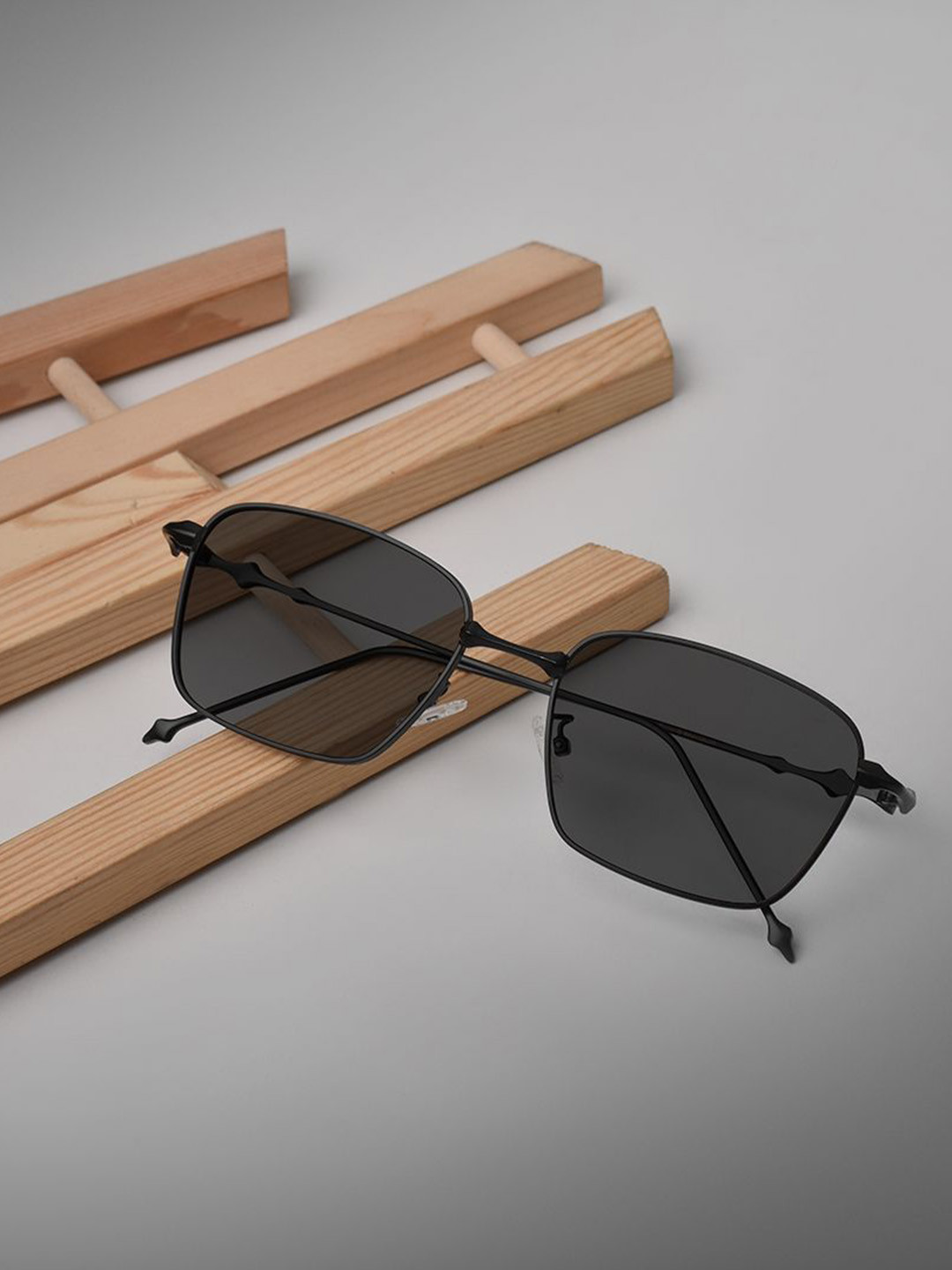 SAM & MARSHALL Unisex Rectangle with UV Protected Lens Sunglasses ADRIAN_BLACK_20064