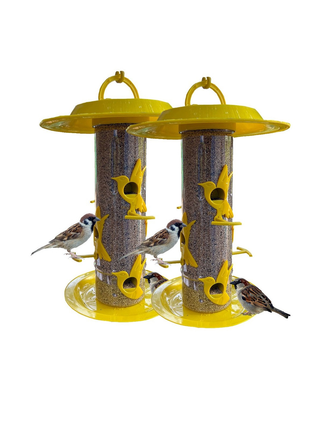 AMIJIVDAYA Set Of 2 Yellow Bird House Plastic Hanging