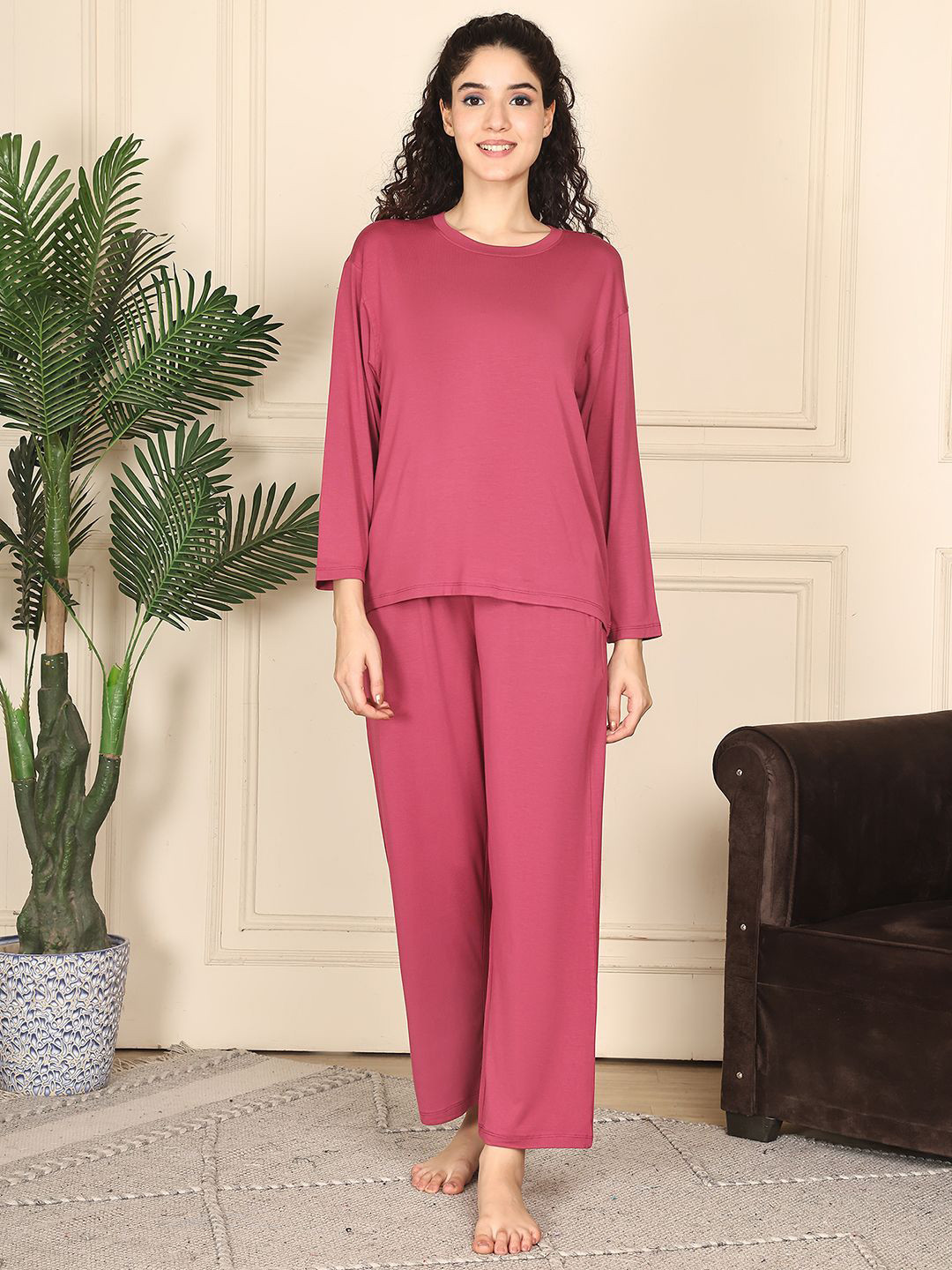 Kanvin Women Long Sleeves T-Shirt With Pyjamas Night Suit