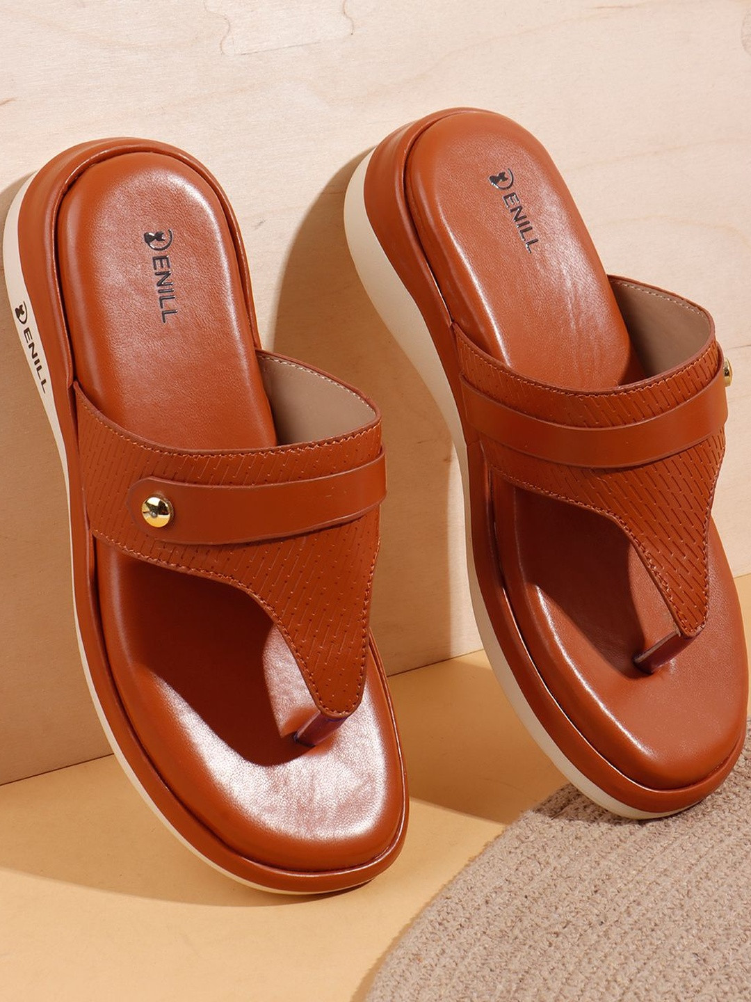 Denill Women Tan Slip-On Platform Heels