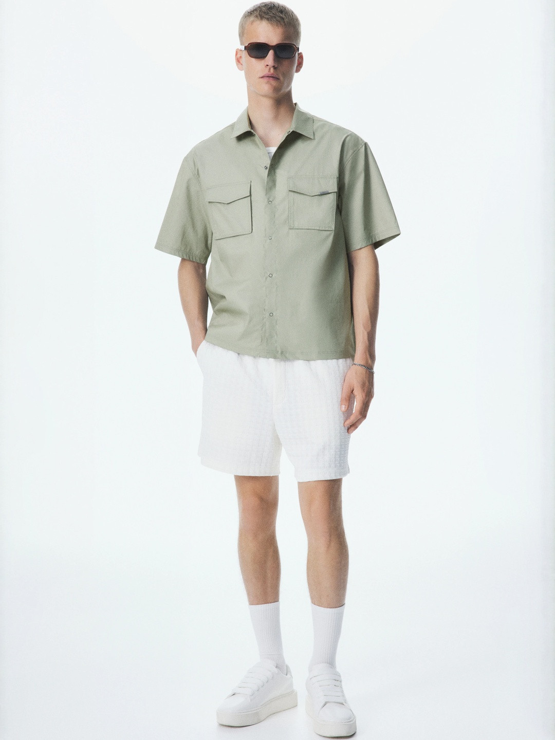 H&M Loose Fit Short-Sleeved Utility Shirt