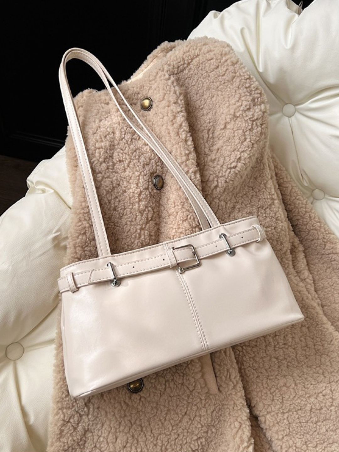 CORSICA Women Cream Solid Swagger Shoulder Bag
