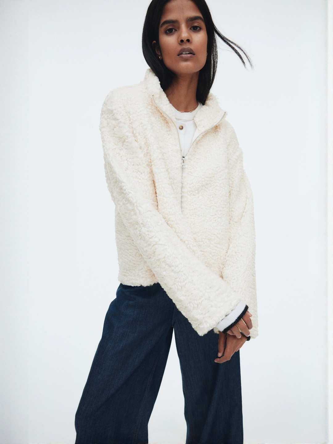 H&M Women Long Sleeves Oversized Teddy Jacket