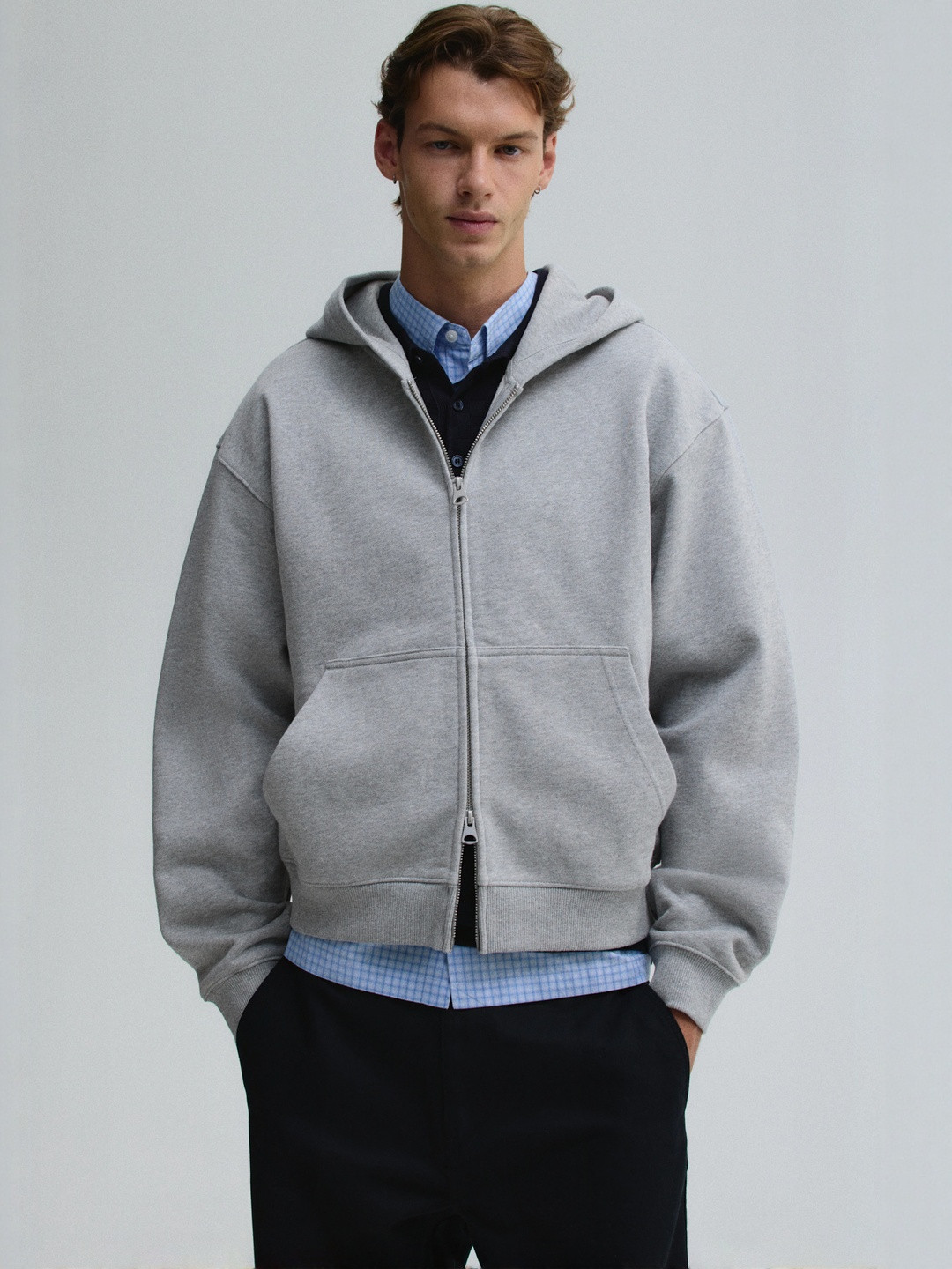 H&M Men Loose Fit Boxy-Style Zip-Through Hoodie