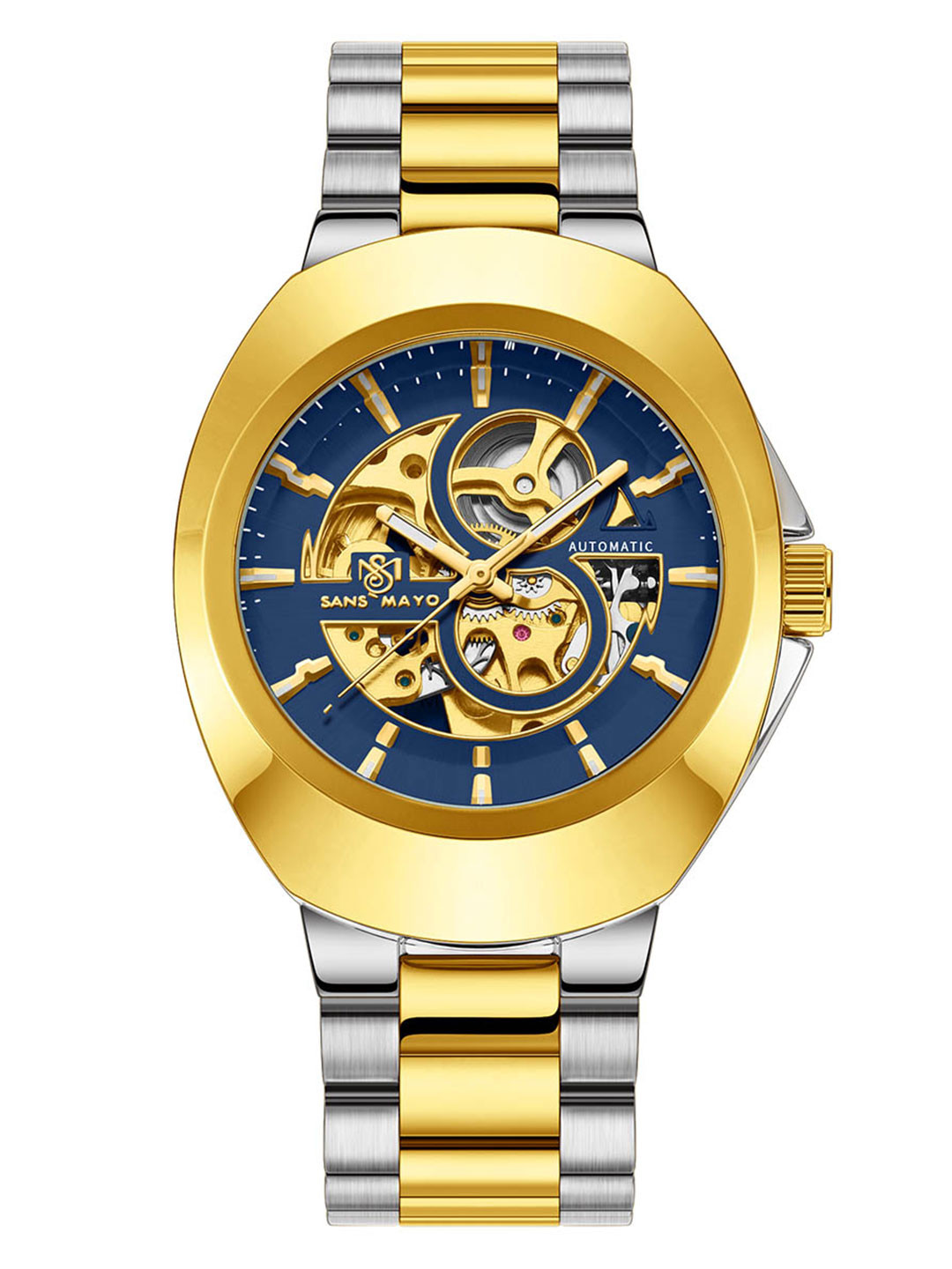 SANSIMAYO RIDA Stainless Steel Bracelet Style Straps Analogue Watch SM-M-212-TTSG-G-GBL