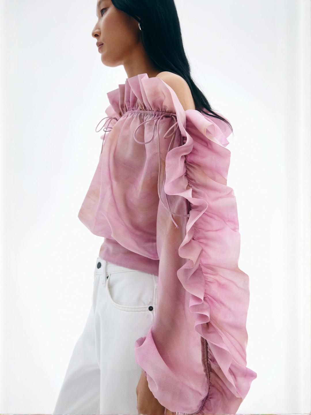 H&M Frilled One-Shoulder Blouse