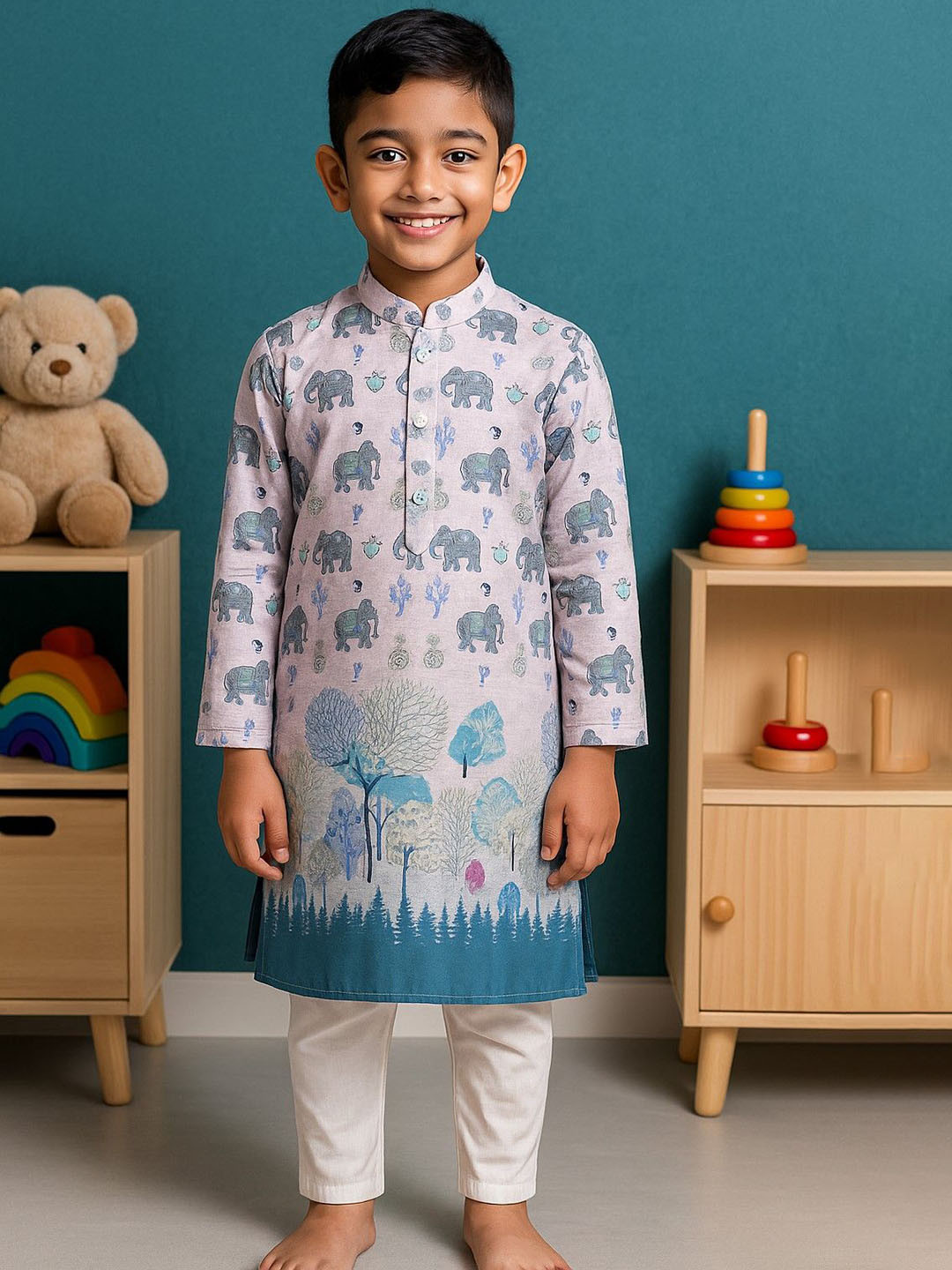 HUMAN CHOICE Boys Ethnic Motifs Printed Regular Kurta with Pyjamas