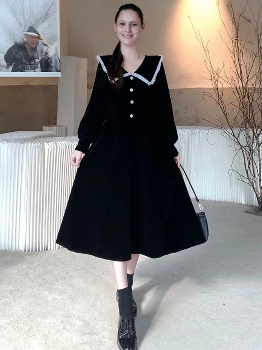 StyleCast Women Above the Keyboard Collar A-Line Dress