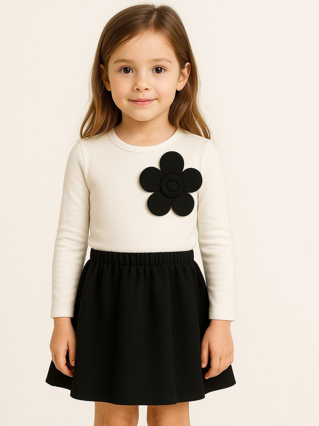 ZIP ZAP ZOOP Girls Elegant Big Flower Full Sleeve Polyester Top & Skirt Co-Ord Set