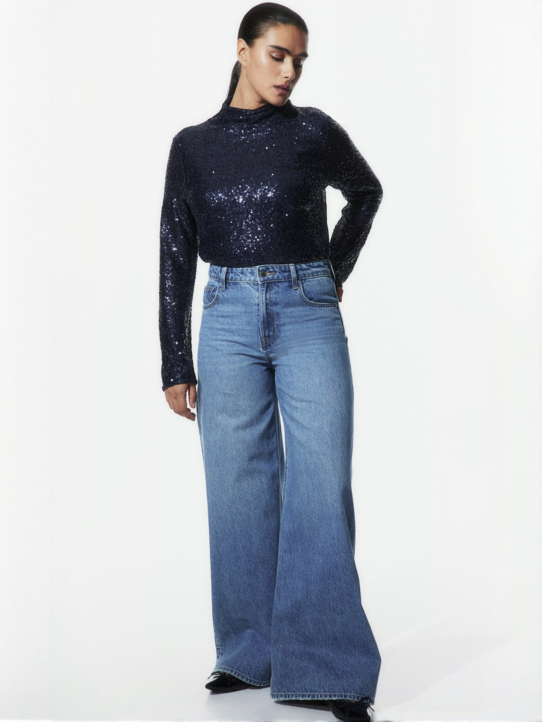 H&M Sequined Turtleneck Top