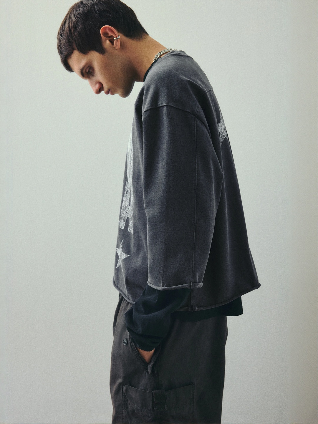 H&M Oversized Fit Cropped T-Shirt