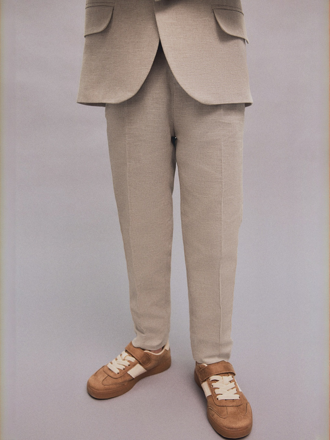 H&M Boys Cotton Linen Slim Fit Suit Trousers