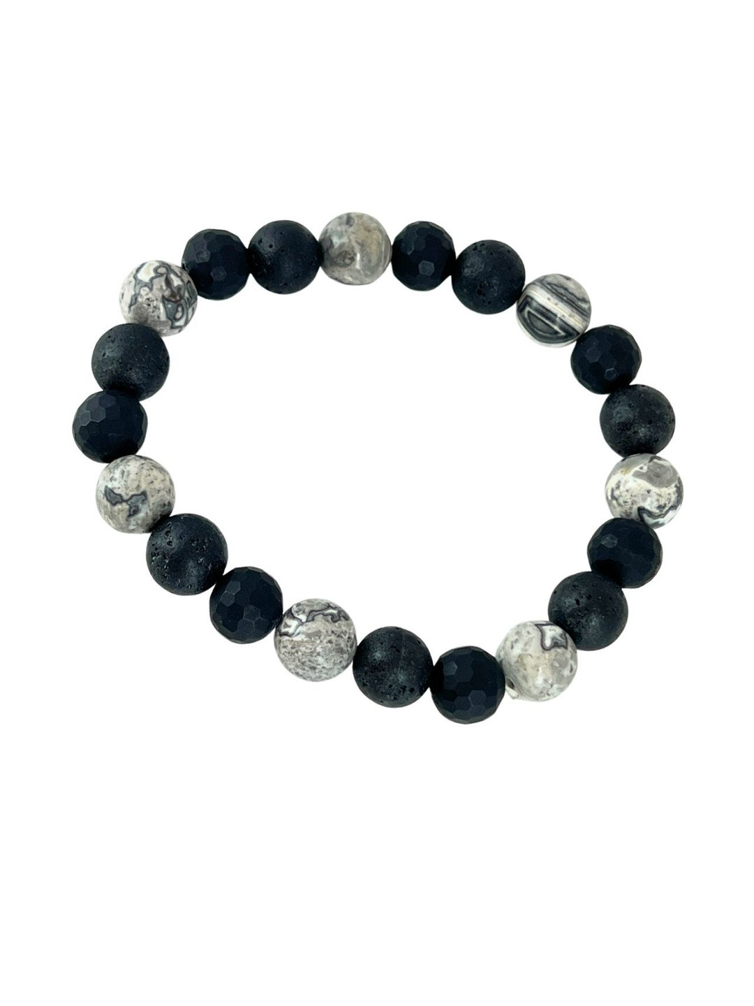 N3VO Men Artificial Beaded Elasticated Strike Edge Bracelet