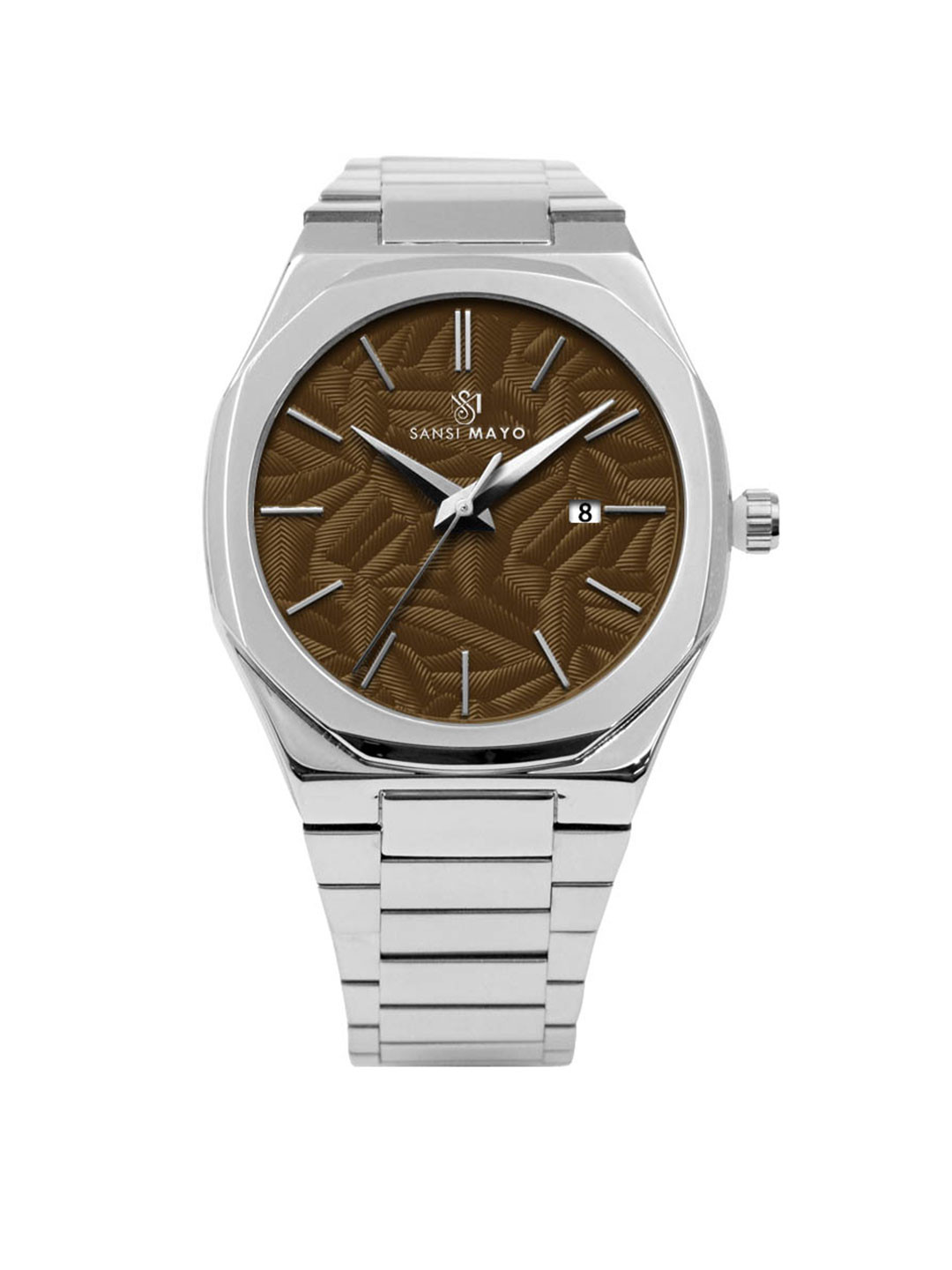 SANSIMAYO Men Ridox Printed Round Dial Analogue Watch SM-M-165-S-S-BR