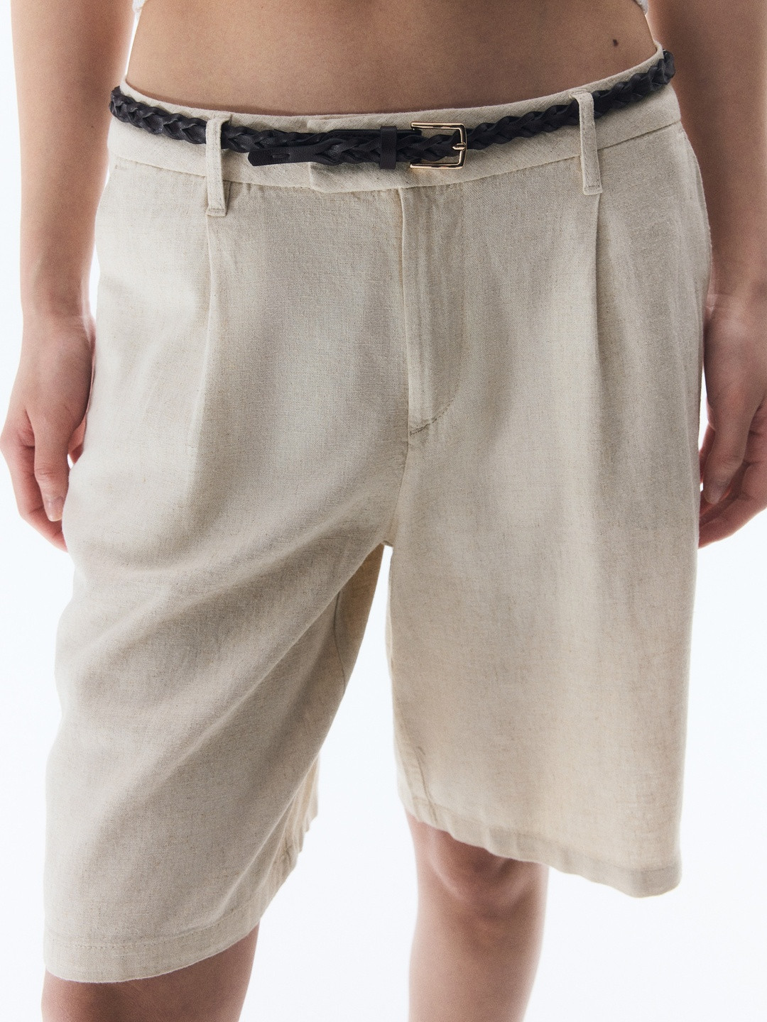 H&M Knee-Length Linen-Blend Shorts