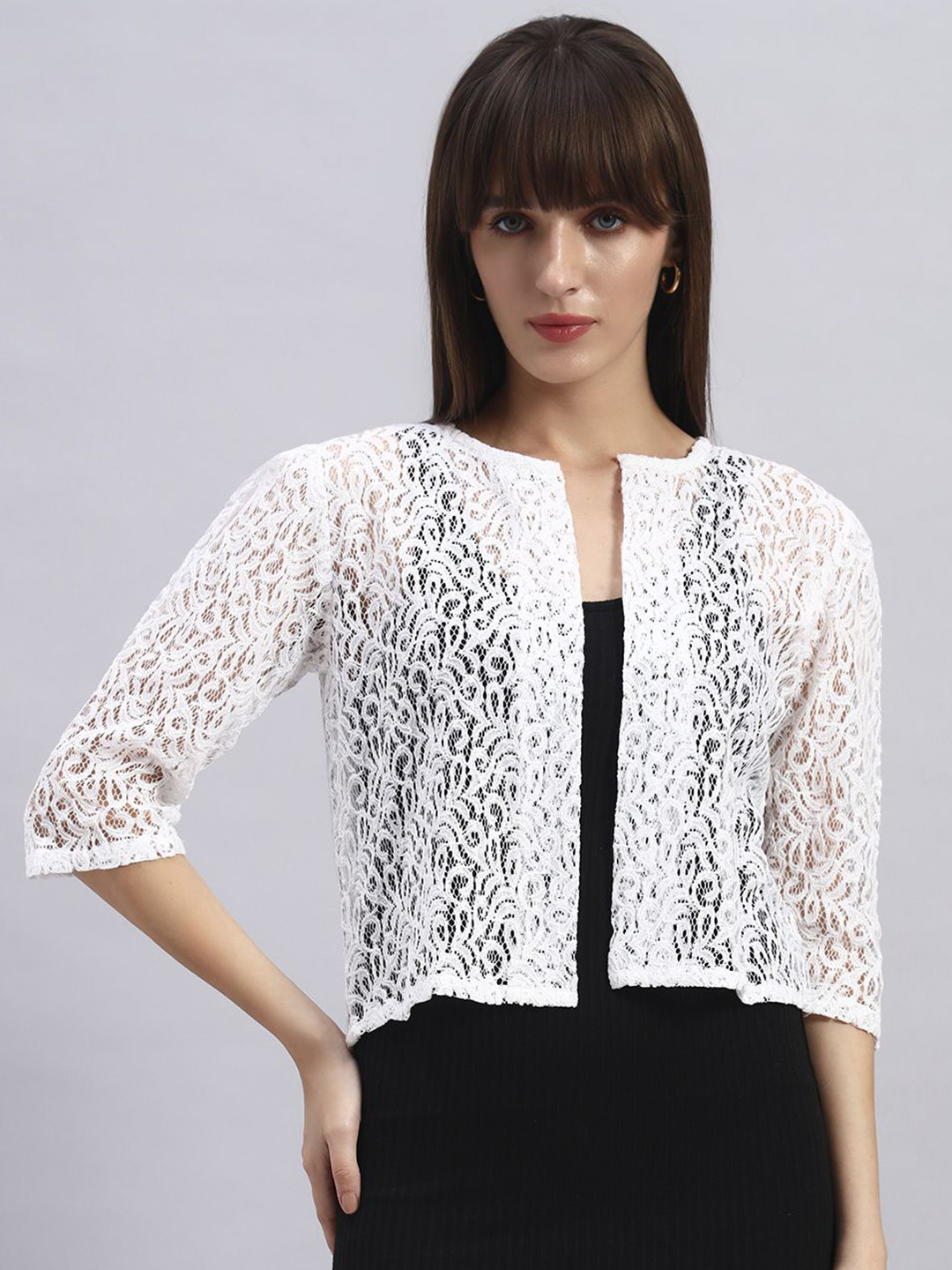 NATURE CRAFT Self Design Open Front Cotton Shrug