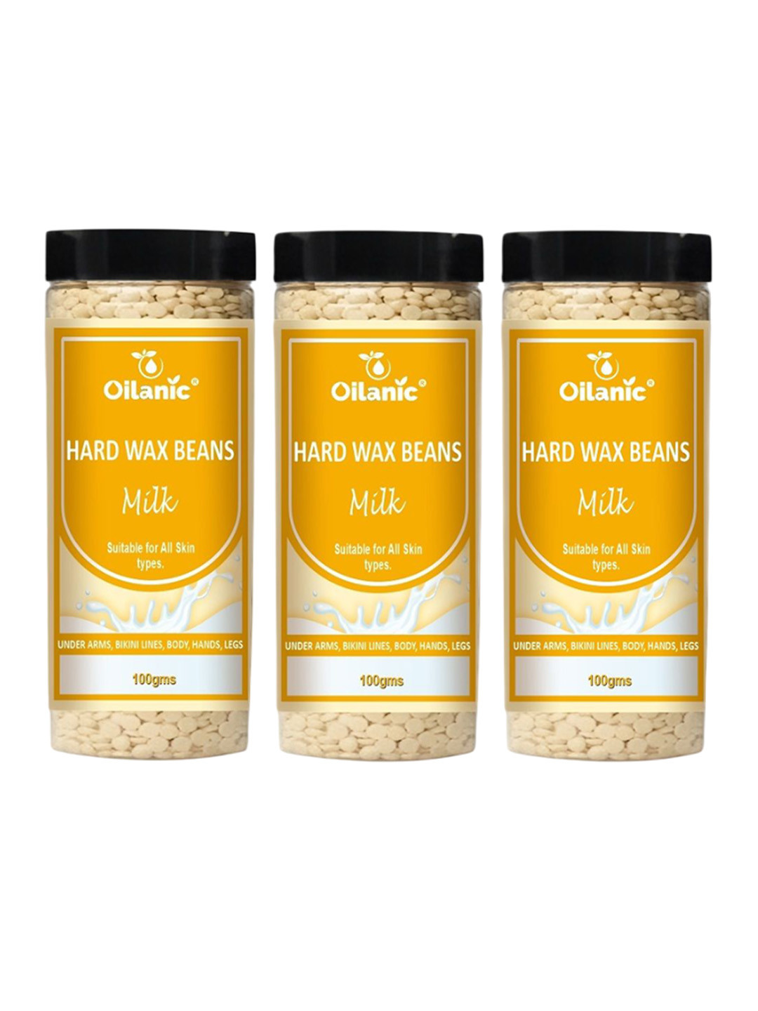 Oilanic Set Of 3 Milk Brazilian Hard Wax Beans For Hair Removal - 100 g Each