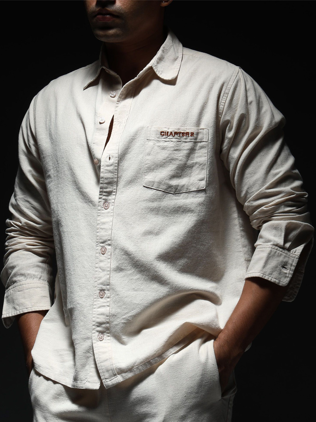 Chapter 2 Spread Collar Comfort Oversized Fit Long Sleeves Shirt