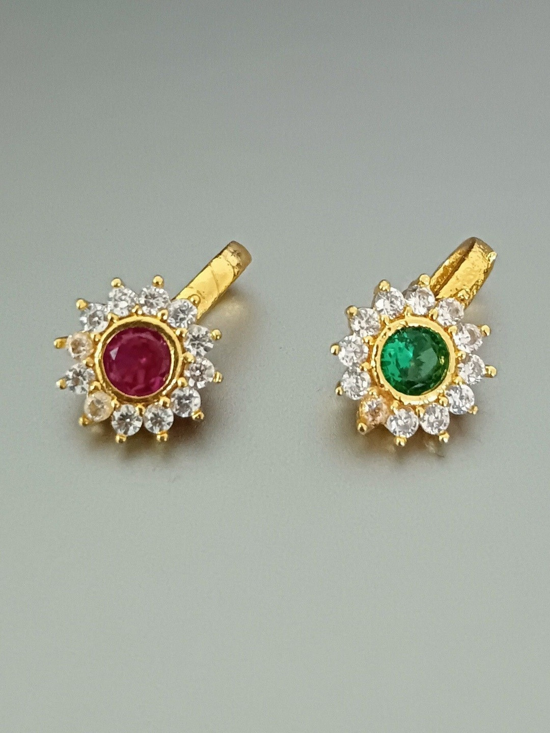 Paridhi Pack of 2 Gold-Plated Cubic Zirconia Stud Nosepin