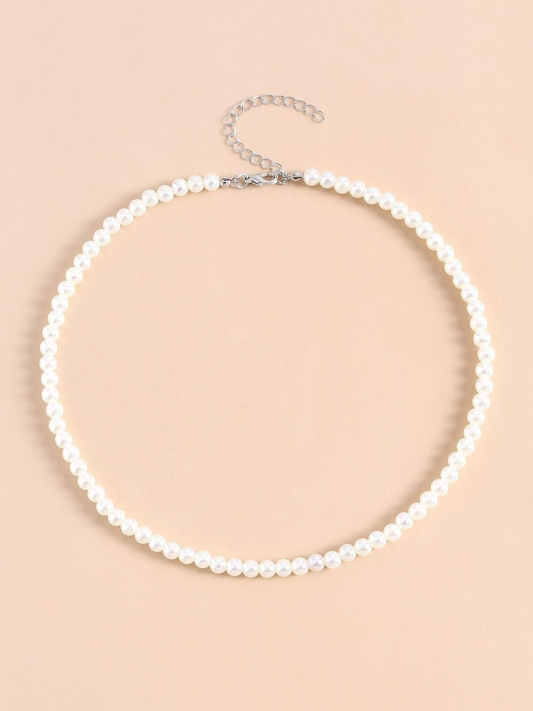 Its 4 You Women White Silver-Plated Pearls Beaded Alloy Necklace