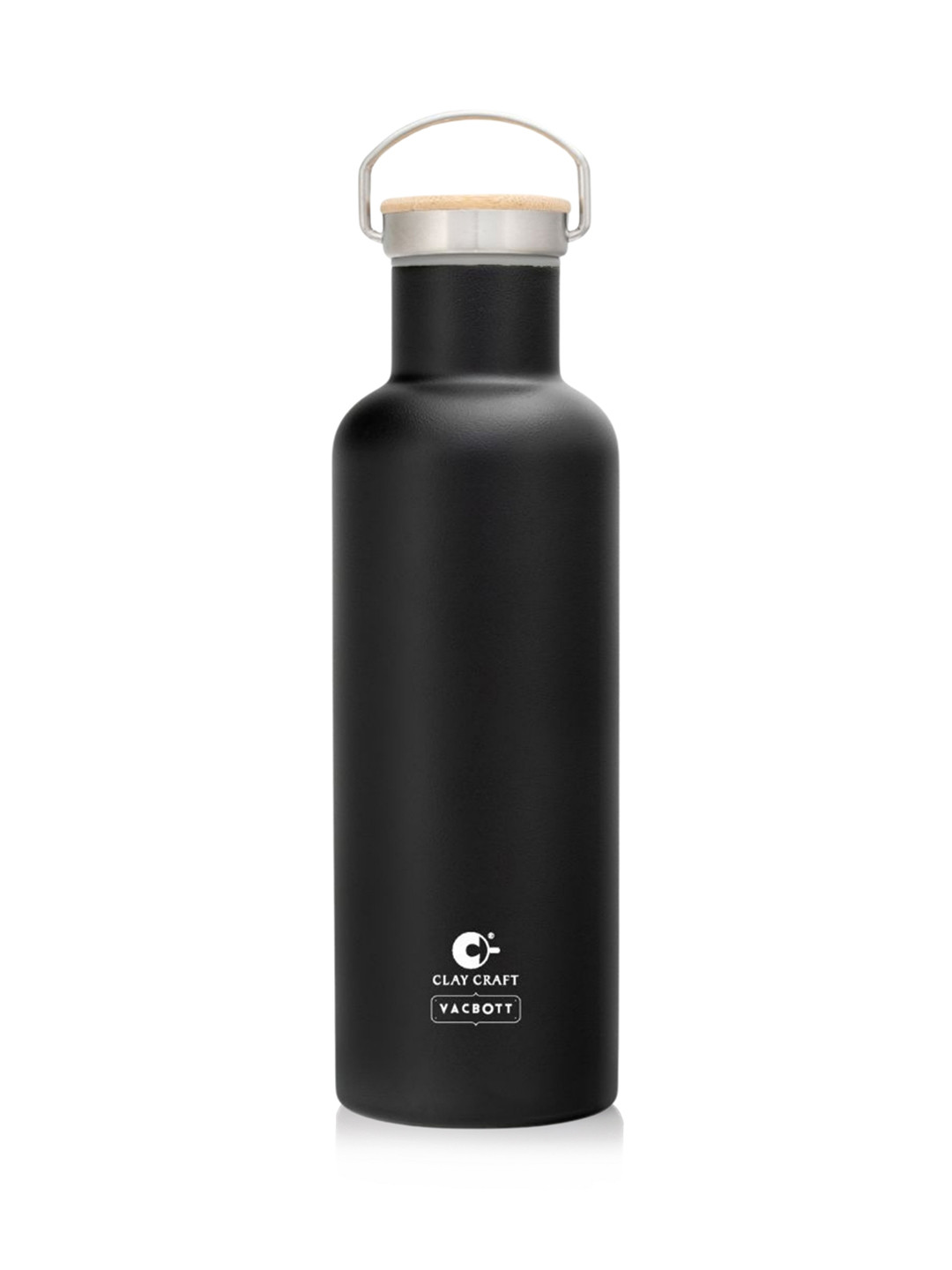 CLAY CRAFT Vacbott Black Brand Logo Stainless Steel Double Wall Vacuum Flask - 700ml